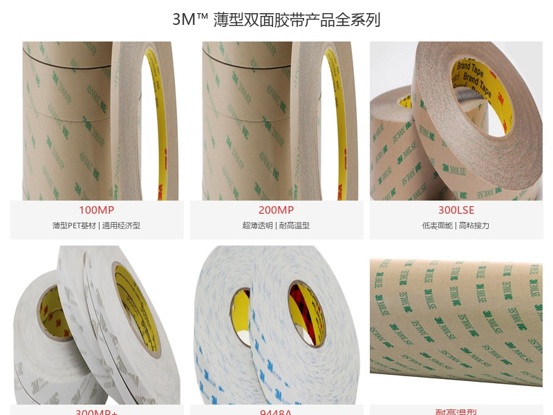 3M™ 薄型双面胶带产品选型指南：覆盖典型应用与特定需求